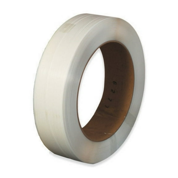 Hand Grade Polypropylene Strapping White  1/2" X .017 X 9000' Roll On 16" X 6" Core