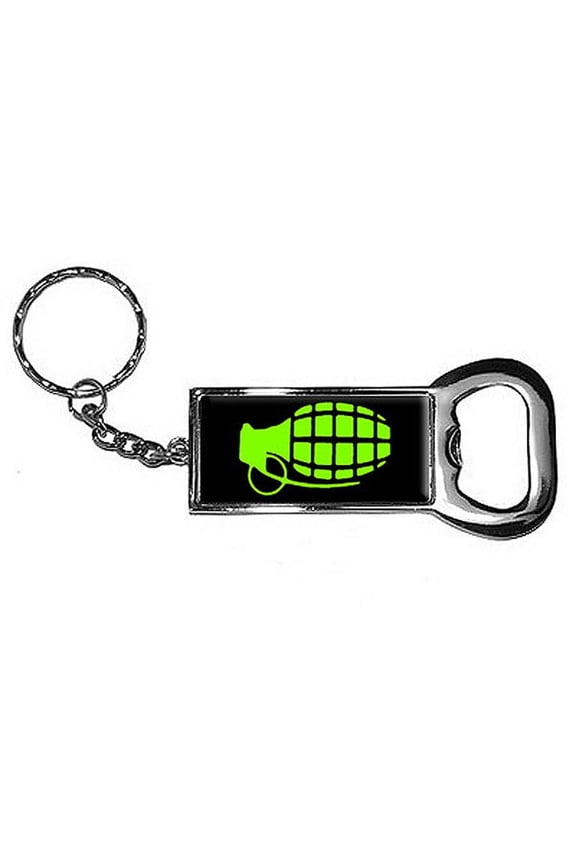 Hand Grenade Keychain Key Chain Ring Bottle Bottlecap Opener
