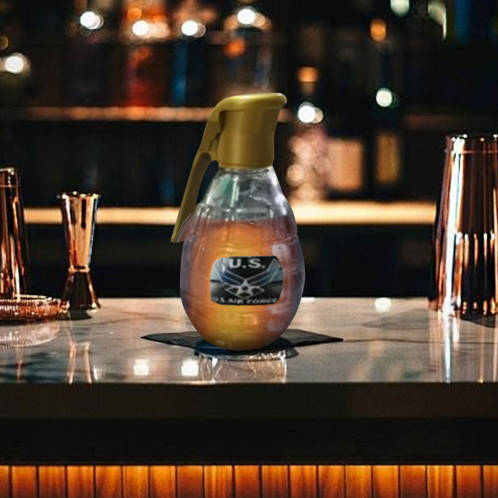 2025 Military Hand Grenade Whiskey Bottle – Engraved Grenade-Shape Glass, 300ml Veteran Tribute Gift-C