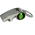 thumbnail image 1 of Hand Grenade on Black, Plated Metal Whistle Bottle Opener Keychain Key Ring, 1 of 1