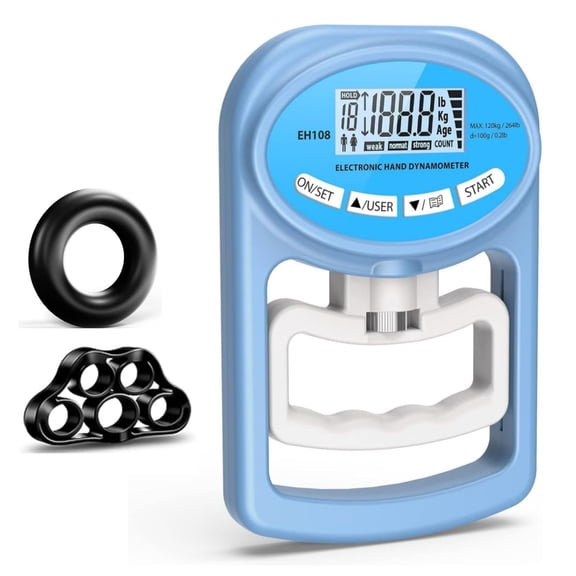 Hand Grip Strength Tester Trainer - Electronic Dynamometer Forearm Strengthener Exerciser Digital Gauge 265 Lbs 120 Kgs For Sport Home School Use