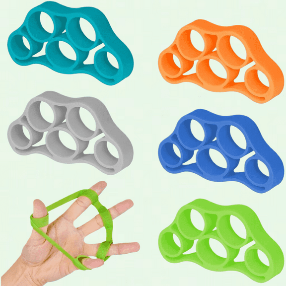 Hand Grip Strengthener, 5PCS Finger Resistance Bands, Forearm Exerciser Hand Strengthener, Stress Relief