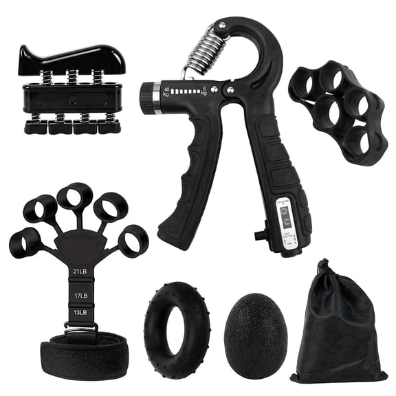 6 Pack Hand Grip Strengthener Kit with Counter, Adjustable 11-132 lbs Finger & Forearm Trainer for Strength Training