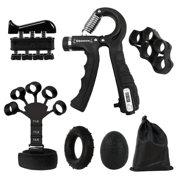 Hand Grip Strengthener 6-Pack Kit with Counter, Adjustable 11-132 lbs Hand Gripper, Finger Exerciser & Forearm Trainer for Muscle Building & Hand Fitness