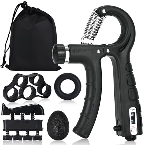 Hand Grip Strengthener,Grip Strength Trainer,22-132 Lbs Adjustable Resistance Forearm Exerciser Workout for Rehabilitation Athletes Climbers Musicians