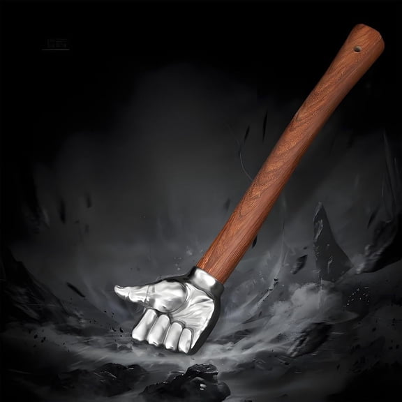 Hand Hammer, Stainless Steel Hardened Fist Hammer, Multifunctional One Piece Fist Sinker with Wooden Handle, Functional Tool for Construction, Gardening, Household Use(Thumb)