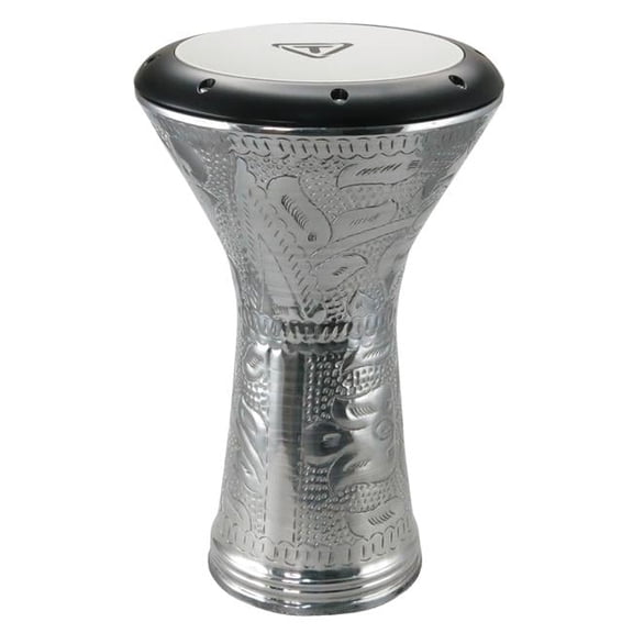 Hand-Hammered Aluminum Doumbek - Silver - 11in. x 19in. - Includes Tuning Key