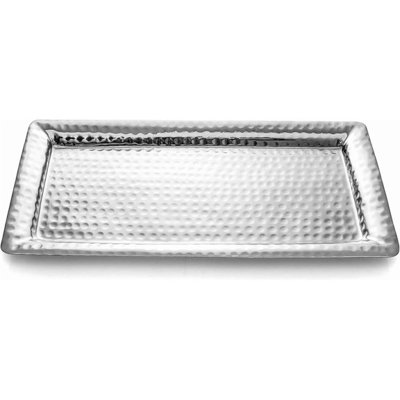 Hand Hammered Nickel Finish Metal Decorative Tray 16 Inch