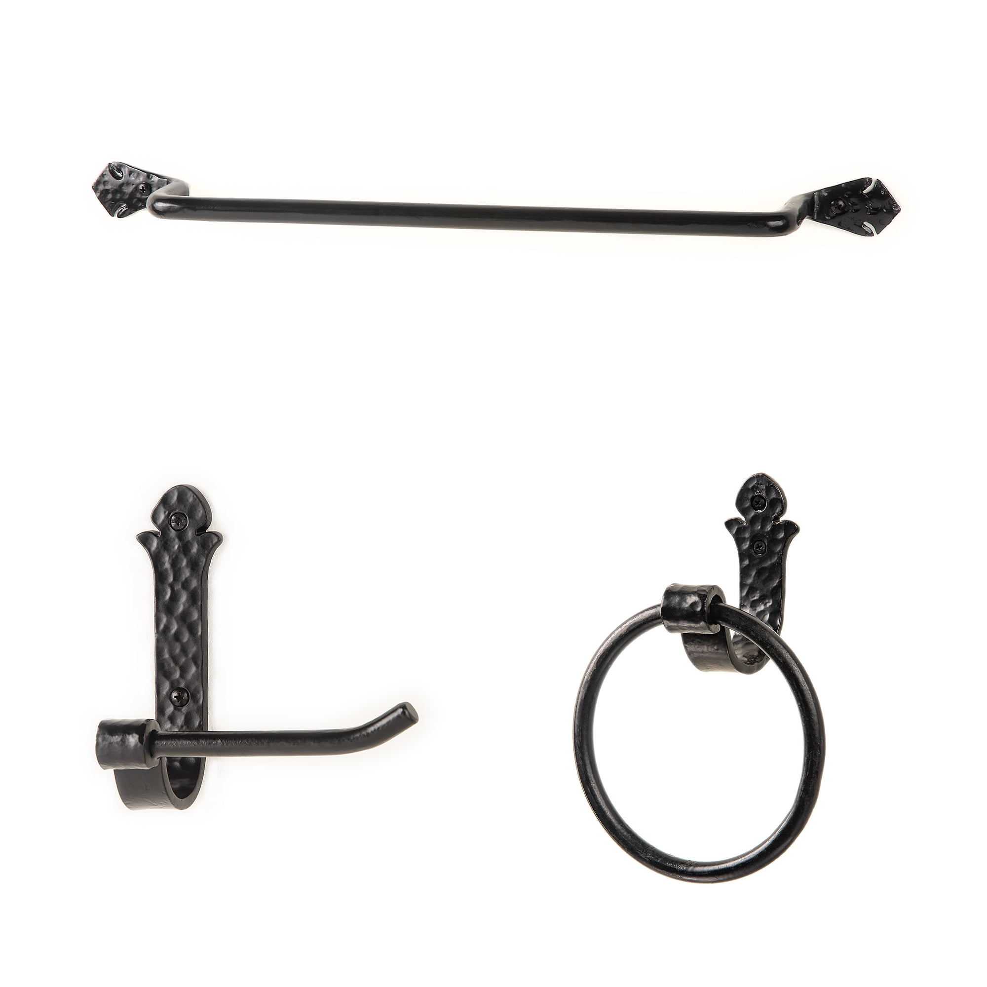 Hand Hammered Plate Wall Mounted Iron Bathroom Accessories Set