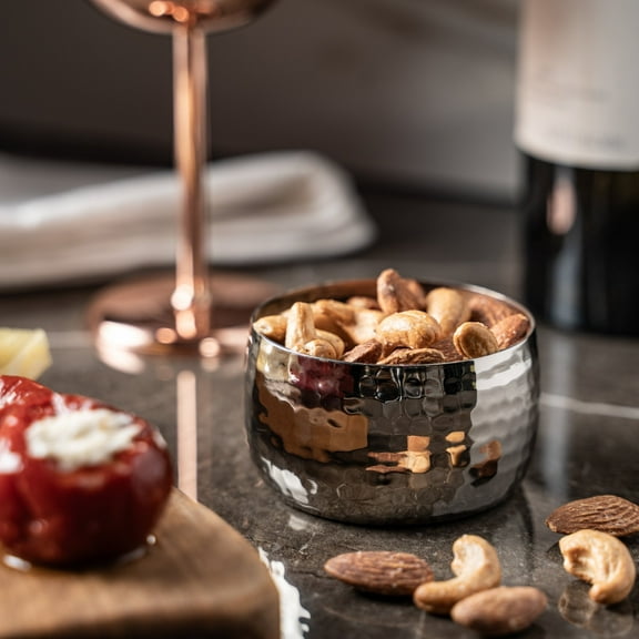 Hand-Hammered Solid Copper Snack Bowl Chrome Finish, 300ml