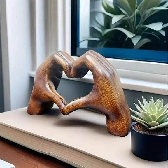 Hand & Heart Design Statue, 1 Count Creative Desktop Ornament, Home Decor for Living Room Bedroom Office Interior, Decoration Figurines for Adults, Brown Room Cozy Accessories, Ornaments Statues
