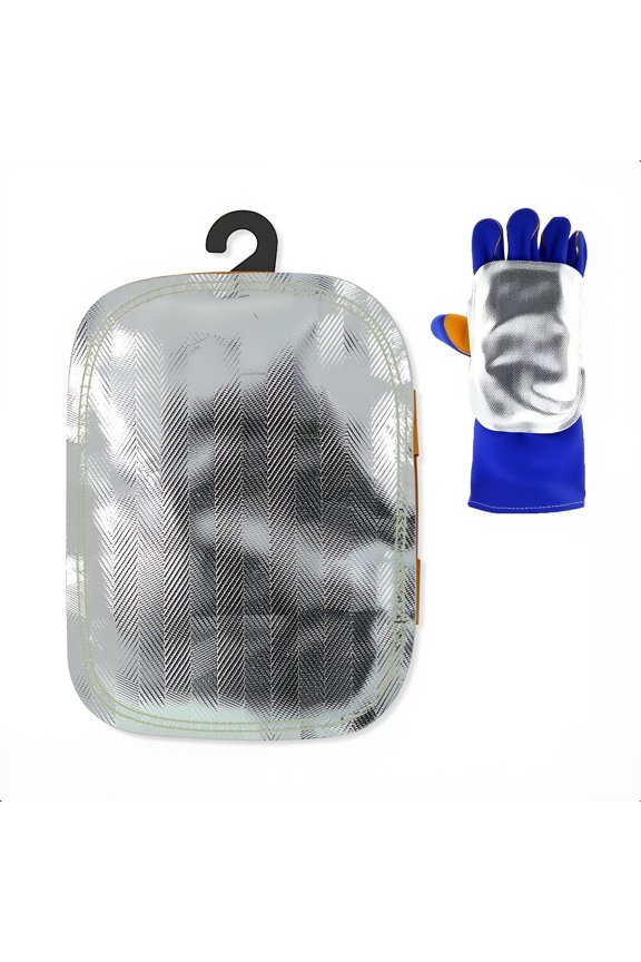 Hand Heat Shield High Temperature Hand Pad Split Cowhide Leather Aluminized Back Welding Gloves Welding Heat Deflector PK-1