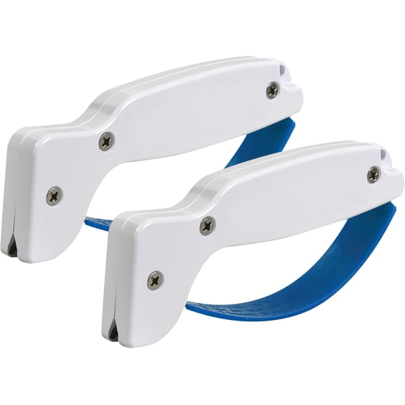 Hand-Held Carbide Blade Sharpener, Kitchen Knife and Chef Knife Sharpener, Professional Chef Grade Sharpening Tool, Restore and Hone Straight & Serrated Knives, 2-Pack, White