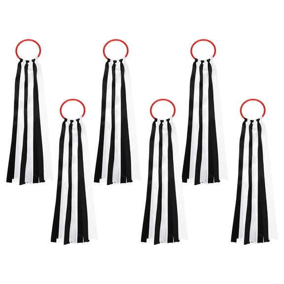 Hand Held Dance Ribbons, Rhythm Wrist Streamers 20.8" & 6 Pcs & Polyester & Black & White - Fitting for Artistic Dancing/Talent Shows/Birthday Party/Gymnastics Training