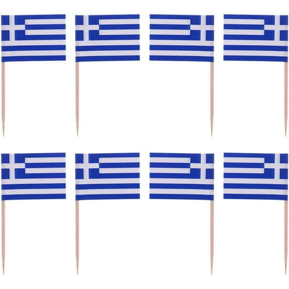 Hand Held Flags Burger Ornament 100pcs Greece Flag Toothpick Flag Topper Small Flag Cake Fruit Picks Party Cupcake Muffin Topper Picks Decoration Soccer Party Supplies Brazil Flag