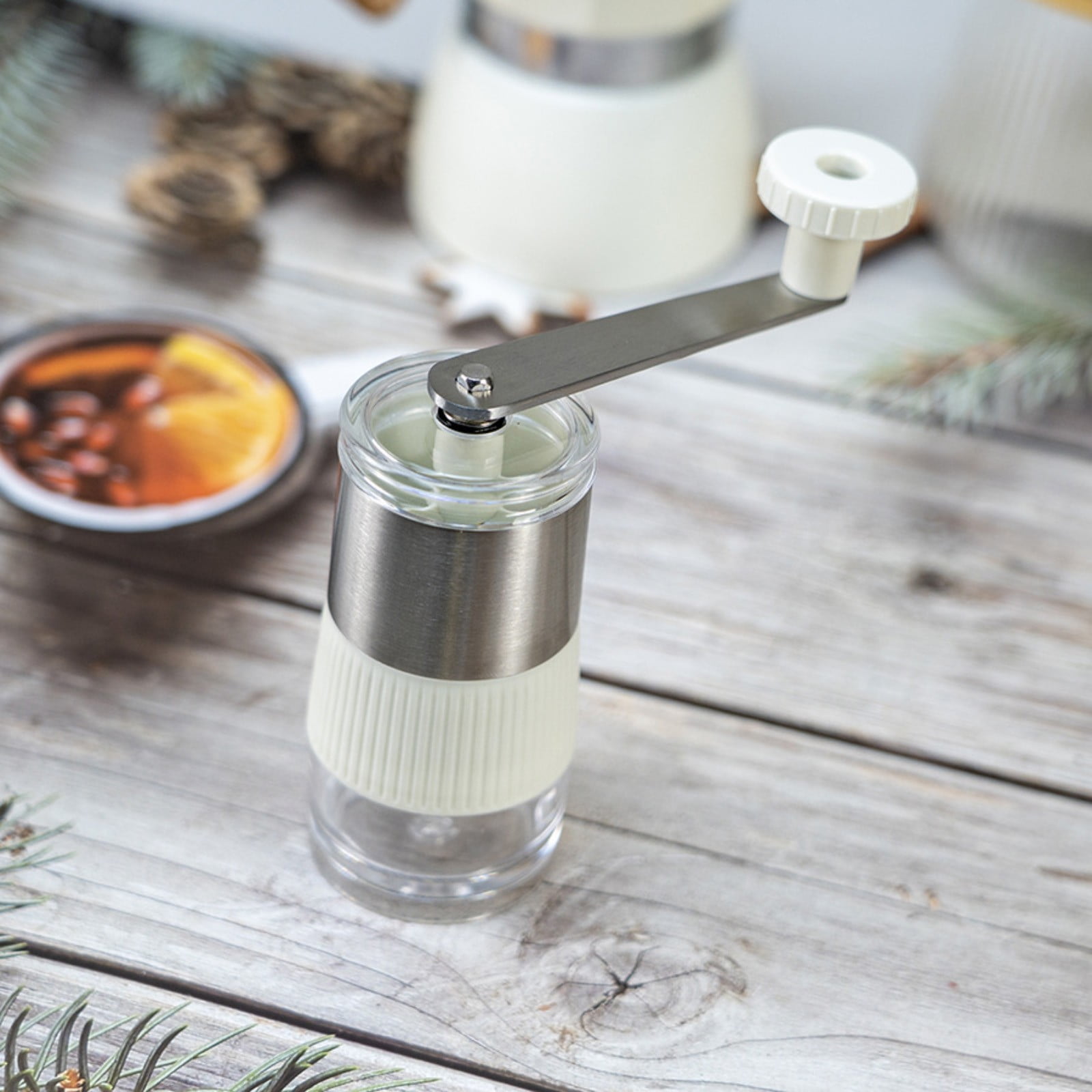 Hand Held Kitchen Mixer Portable Hand Crank Coffee Grinder & Brewer Mini Esp.resso Maker With