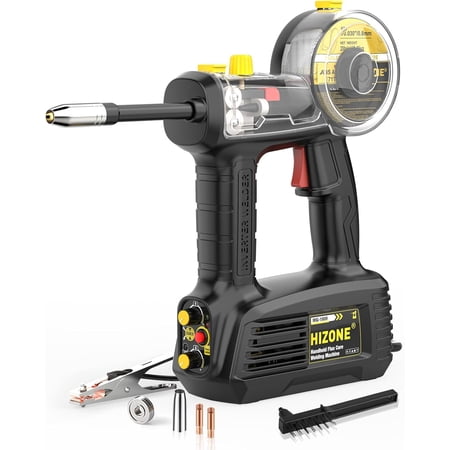 Hand Held MIG Welder Machine 110V, HIZONE 100A Flux Core Portable Welding Machine, Handheld Gasless Inverter Wire Feed Welding Equipment