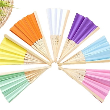 Hand Held Paper Fans Bamboo Folding Fans Handheld Folded Fan for Church Wedding Gift, Party Favors, DIY Decoration（Red/10 PCS）