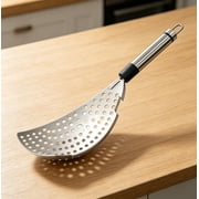 Tutuviw Hand-Held Stainless Steel Pasta Drainer, Pasta Strainer with Handle, Heavy Duty Food Drainers For Fry Noodles Fruit Vegetable Strainer Colander, Silver