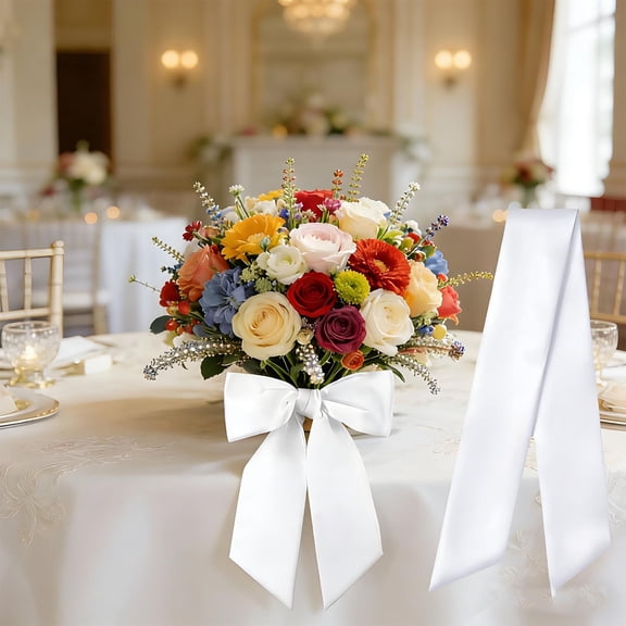 Hand Held Wedding Bouquet Ribbon Bridal Artificial Bouquet Elegant Floral Centerpiece For Wedding Ceremony Bride Bridesmaid Party Reception Home Decor Event Styling Photography Gift Use