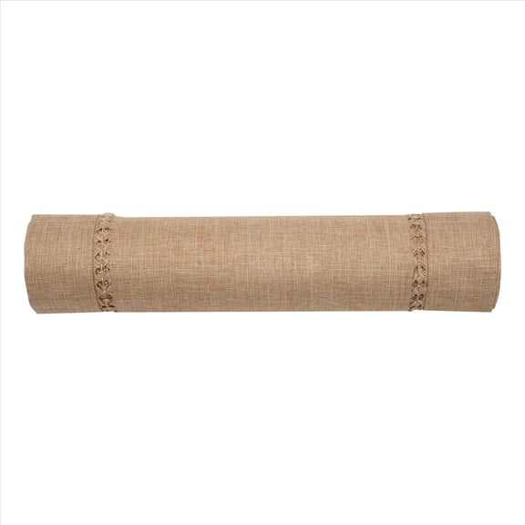 Hand Hemstitched Dining Table Runner Dresser Scarves, Silver Thread Interweaving (Dark Beige, 12 x 72 Table Runners)