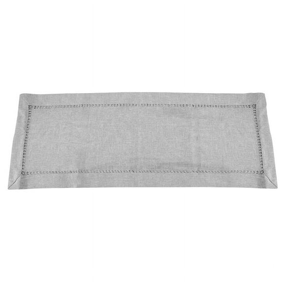 Hand Hemstitched Dining Table Runner Dresser Scarves, Silver Thread Interweaving (Light Gray, 12 x 72 Table Runners)