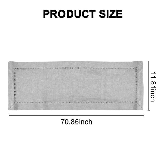Hand Hemstitched Dining Table Runner Dresser Scarves, Silver Thread Interweaving (Light Gray, 12 x 72 Table Runners)