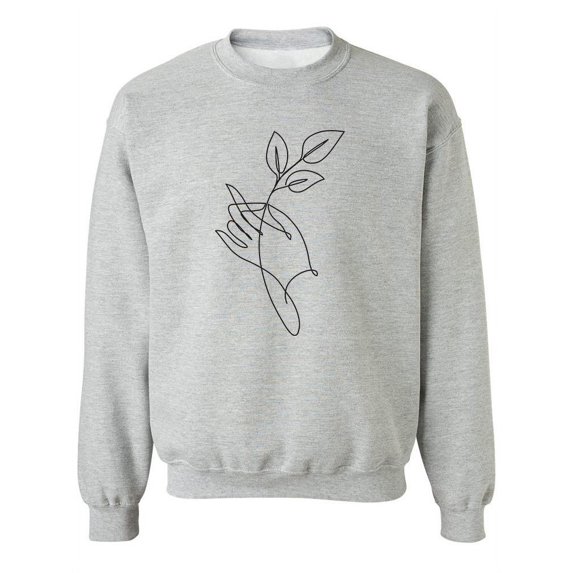Hand Holding Leaves Sweatshirt Women -Image by Shutterstock, Female Large