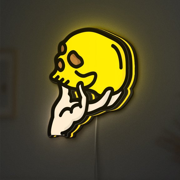 Hand Holding a Skull LED Lightbox - Halloween Skeleton Decor, Custom Led Sign for Home Office Shop Decor (Width 20 inch, 50cm)