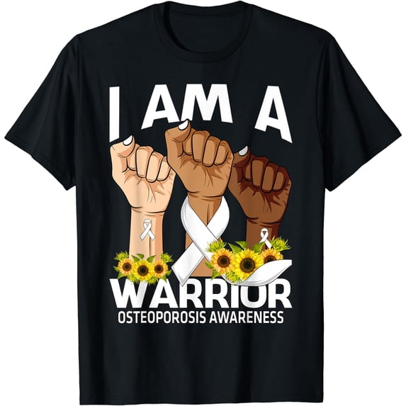 Hand I Am A Warrior Osteoporosis Awareness Sunflower T-Shirt