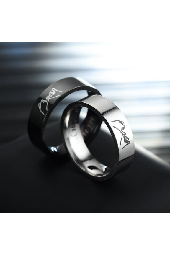 Hand In Hand Stainless Steel Couple Ring Jewelry