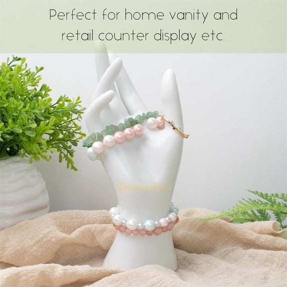 GeBuSn Hand Jewelry Holder 21.5cm/8.5inch Plastic Female Mannequin Hand Model Jewelry Display Rack Bracelet Holder For Home Jewelry Store (White)