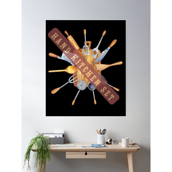 Hand Kitchen Set. Funny Gift For Cooking Enthusiasts Poster Wall Art, Modern Wall Decor For Living Room Bedroom, 8x12 UNFRAMED