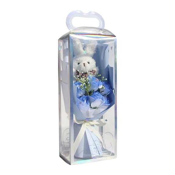 Hand-Knit Sunflower & Rose Yarn Bouquet – Ready-Made Artificial Flowers,Forever Flowers Bouquet with Cute Rabbit Doll Eco-Friendly Crochet Bloom Gift for Mother’s Day,Easter,Wedding Centerpiece