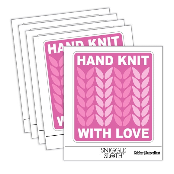 Hand Knit with Love Knitted Yarn Car Window Bumper Water Bottle Phone Tablet Laptop Waterproof Vinyl Decal Sticker Set 5-Pack - Gloss Finish - 2.0"