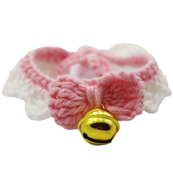 Hand-Knitted Cat Collar with Bowknot and Bell: Perfect for Small Pets