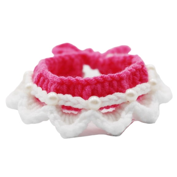 Hand-Knitted Cat Collar with Bowknot and Bell: Perfect for Small Pets