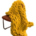 thumbnail image 1 of Hand Knitted Chunky Blanket Throws:Weighted Knit Blanket Throw,Handmade Chunky Yarn Blanket for Sofa and Bedroom,Soft Thick Knit Throw Blanket,Fluffy and Cozy,47×70 Inch (Orange), 1 of 15
