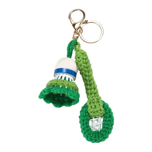 Hand Knitted Crochet Badminton Keychain for Everyday Use Gift and Daily Item Decoration Portable Key Ornament