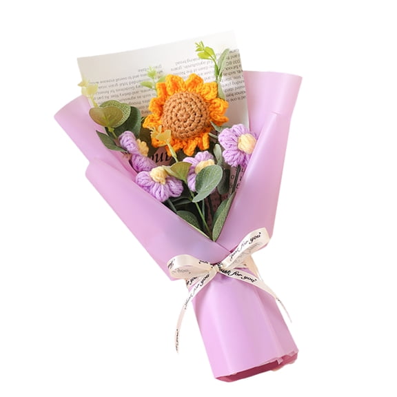 Hand Knitted Flower Crochet Wool Sunflowers Party Decoration Allergy Safe Artistic Gift Indoor Table Decoration