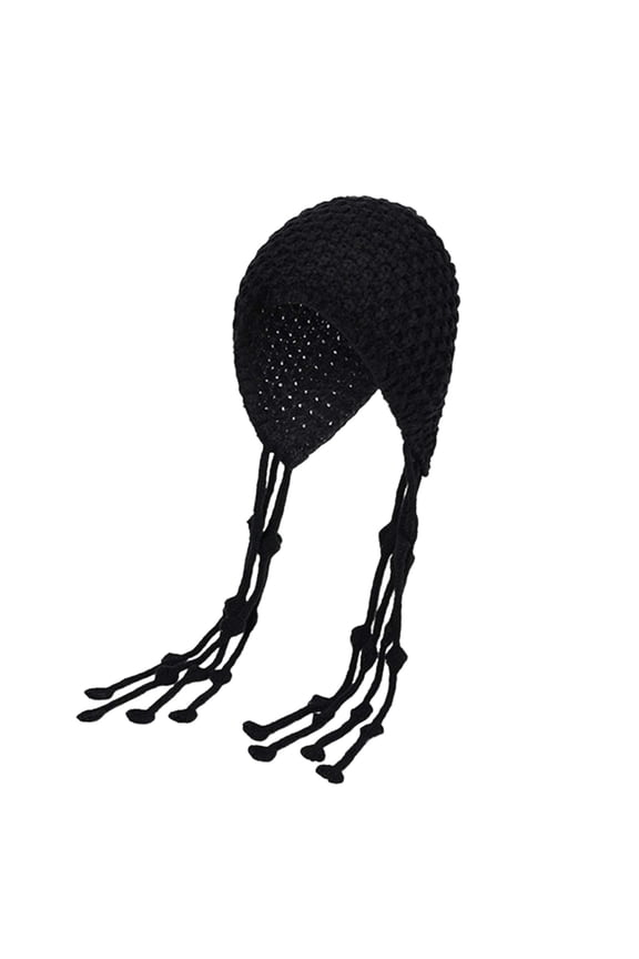 Hand Knitted Fringe For : Autumn/Winter Hat With Openwork Design For Warmth