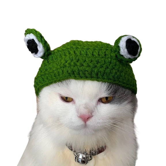 Hand-Knitted Frog Eye Pet Hat - Cute 3D Decor, Comfortable Warm Headgear for Dogs and Cats in Autumn and Winter