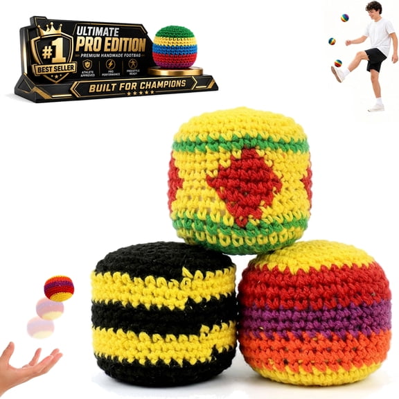 Hand Knitted Kickballs Footbag for Adults, Crochet Sand Filled Foot Bag, Professional Kicking Ball for Juggling Outdoor Game, Colorful Handmade Footbags Set Indoor and Outdoor Toys Goodie Bag Stuffer
