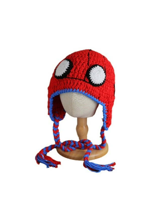 Hand-Knitted Red Wool Hat Ear Warmer Soft Gentle Toque Unique Design Winter Accessory