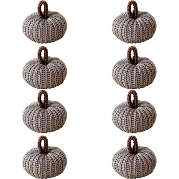 Hand Knitted Soft Crochet Small Pumpkin Figurine, Rustic Farmhouse Tabletop Decor, Halloween Fall Thanksgiving Home Mantel Display