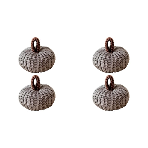 Hand Knitted Soft Crochet Small Pumpkin Figurine, Rustic Farmhouse Tabletop Decor, Halloween Fall Thanksgiving Home Mantel Display