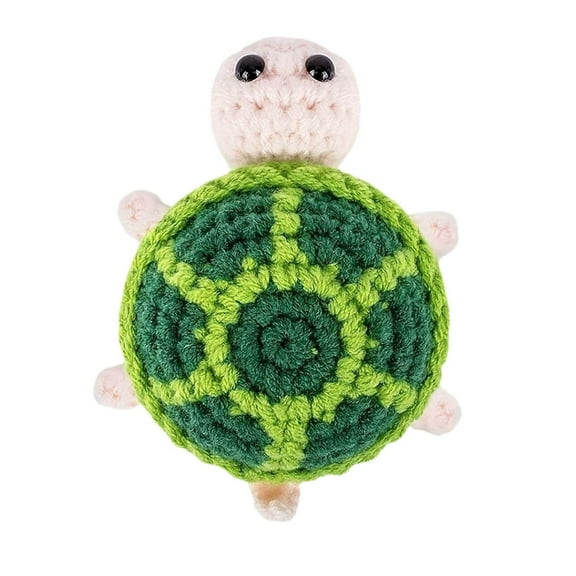 Hand Knitted Wool Crochet Mini Turtle Plush With Positive Card Cute Desk Ornament