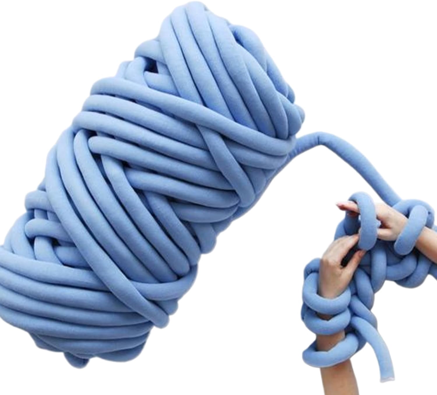 Hand Knitting Chunky Blanket Yarn : Big Twist Yarn for Arm Knitting,Soft Cozy Giant Yarn,Super Chunky Yarn for Knitting Blankets, Doormats, Pet Houses, Cushions and Rugs,26Yards,1.1 lbs (Blue)