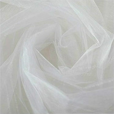 Iridescent Shiny Pearl Organza Fabric - Sheer White Nylon 59/60