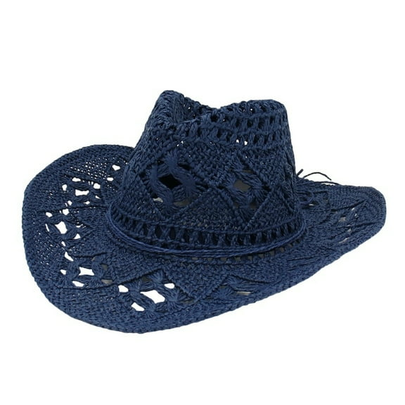 Hand Knitting Straw Cowboy Hat Ventilate Western Cowgirl Hat